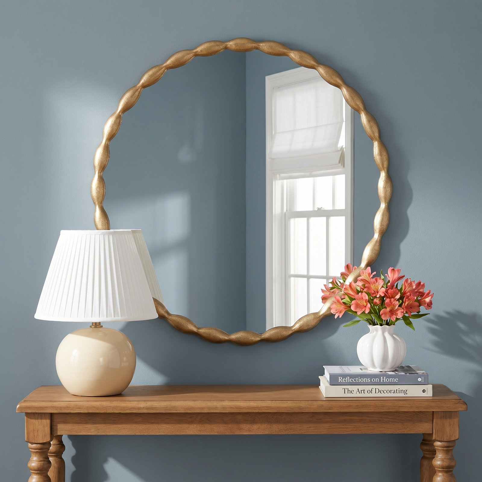 Perlina Round Metal Wavy Wall Mirror