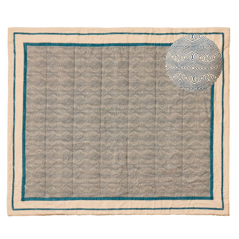 Ludington Cotton Blend Abstract Bedspread, Teal