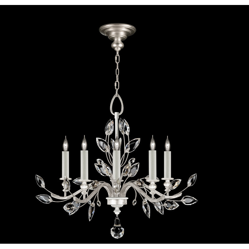Crystal 5 - Light Dimmable Empire Chandelier, Silver