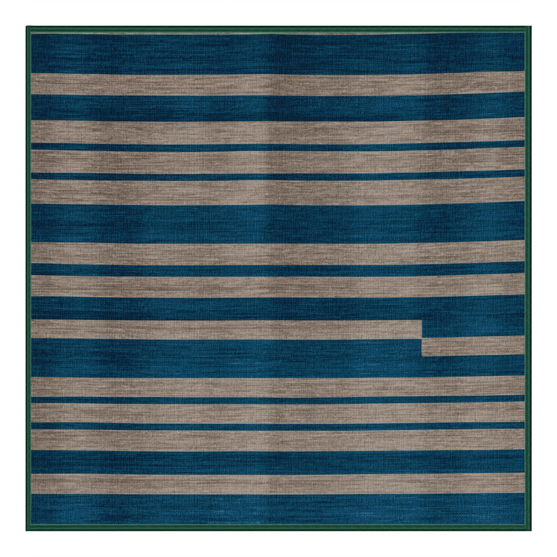 Tapis vert à rayures horizontales lavable à la machine, Carré 7 pi