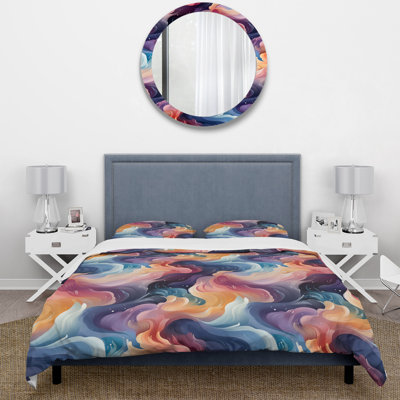 Blue & Purple Celestial Dreams Chevron Pattern I Paisley Duvet Cover