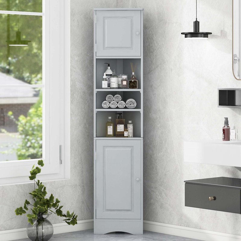 Armoire de rangement haute multifonctionnelle, Gris