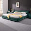 Structure de lit tapissier en tissu chenille bleu et vert avec tiroirs et tête de lit (86,5 po x 84 po x 29,5 po)-908714832