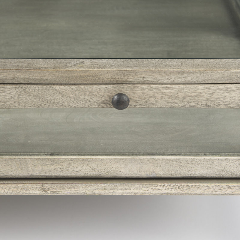 Warner Coffee Table with Storage, 15" x 43.5" x 42", Gray, Black