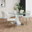 Table en verre de style moderne, ensemble de chaises de salle à manger, pieds de chaise galvanisés, convient aux cuisines de restaurant (ensemble de 5)-869433921