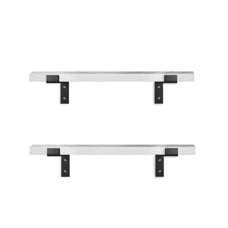 Arriyanah 2 Piece Solid Wood Bracket Shelf, 1" H x 22" W x 7" D, Black