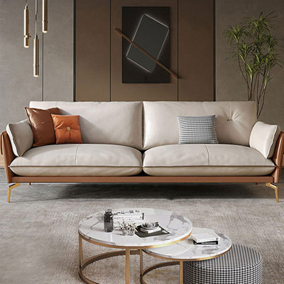 Khaki Genuine Leather Standard Sofa cushion Loveseat