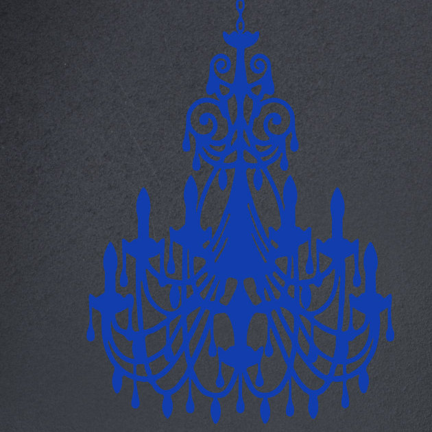 Décalcomanie murale lustre ornée, Bleu foncé, H 48 po x l 31 po x P 0,01 po