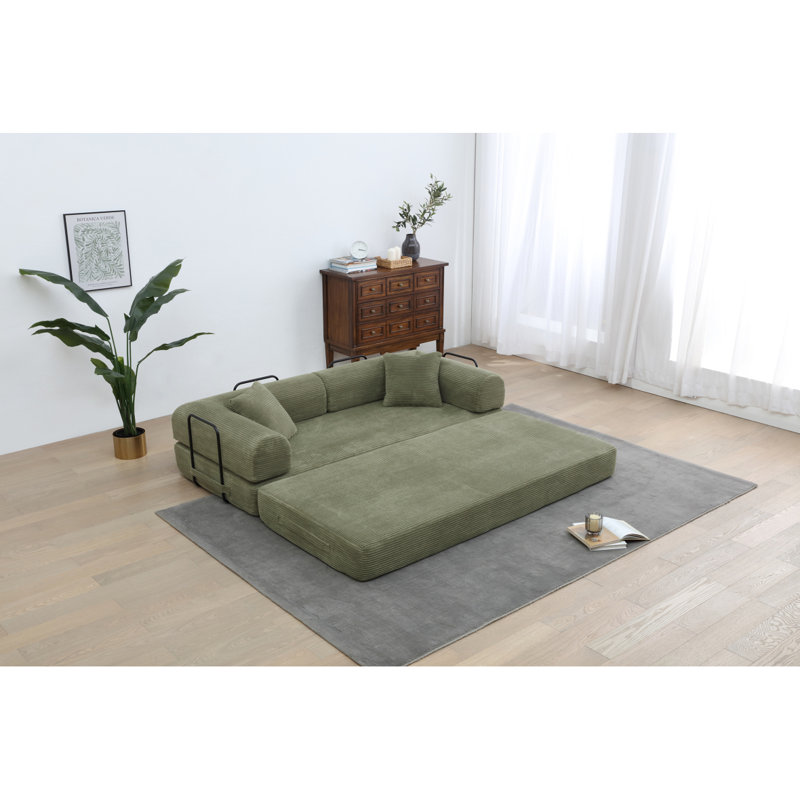 Canapé-lit Boneless Corduroy, Vert olive