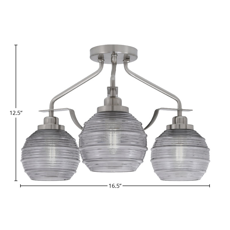 Odyssey 3 Light Semi-Flush Shown In With 6", Brushed Nickel, Gray