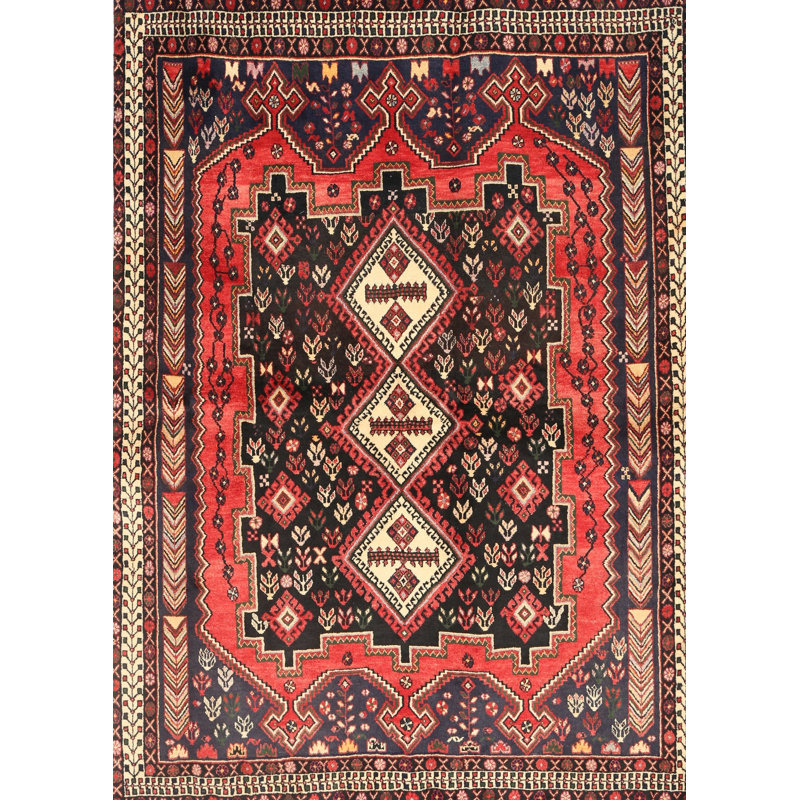 Tapis de zone rouge en laine touffeté à la main Erhard