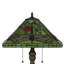 Lampe de table Eli avec abat-jour en verre Tiffany, libellule verte peinte, laiton