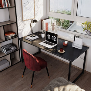 coleshome white desk with black metal leg(stock photo color not same)