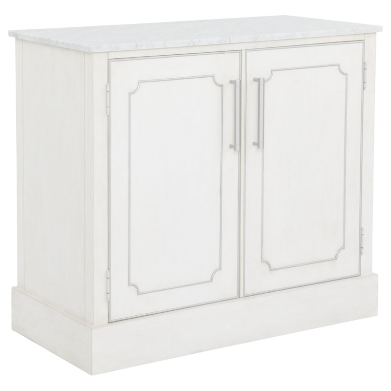 Camille Bar Cabinet, Linen/Antique Pewter