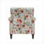 Fauteuil d'appoint compact avec garniture cloutée florale avec pieds en bois massif, revêtement en polyester vert classique