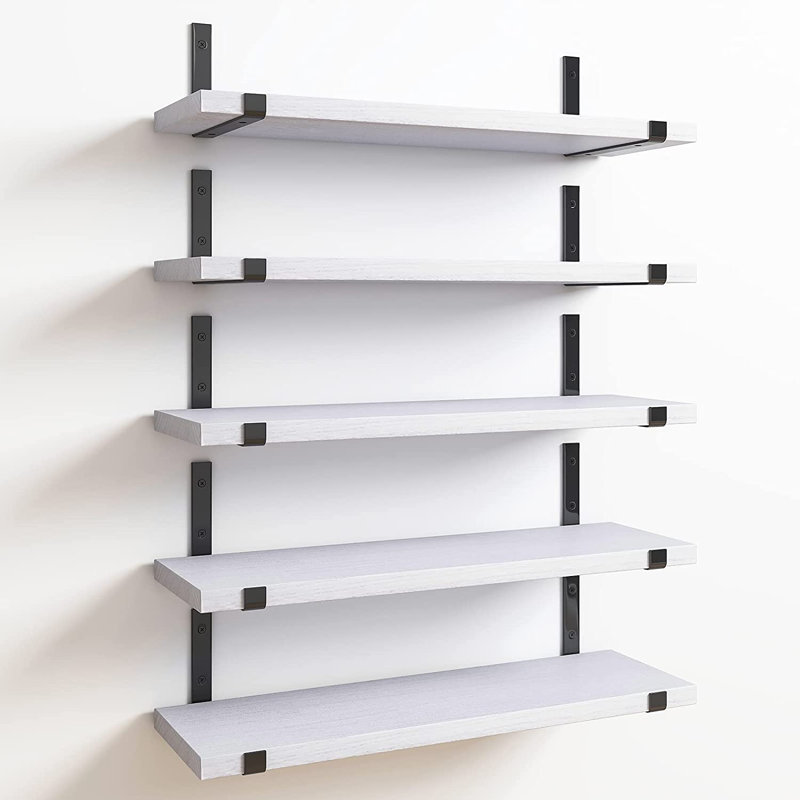 Tablette flottante 5 pièces Riek, Blanc, H 15,7 po x l 4,7 po x P 0,6 po