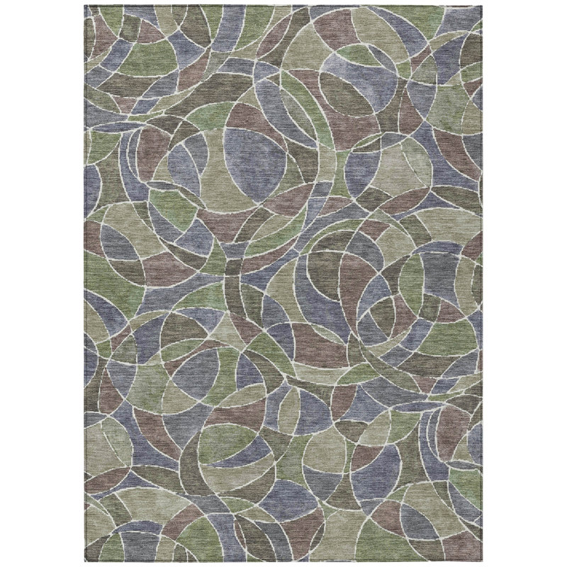 Tapis géométrique Husby ACN2208 intérieur / extérieur lavable à la machine, Rectangle 2 pi 6 po x 3 pi 10 po