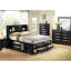 1pièce lit plateforme grand capitaine contemporain avec tablettes et tête de lit, rangement latéral, meubles de chambre en bois massif, finition noire-1505262066-1505262067