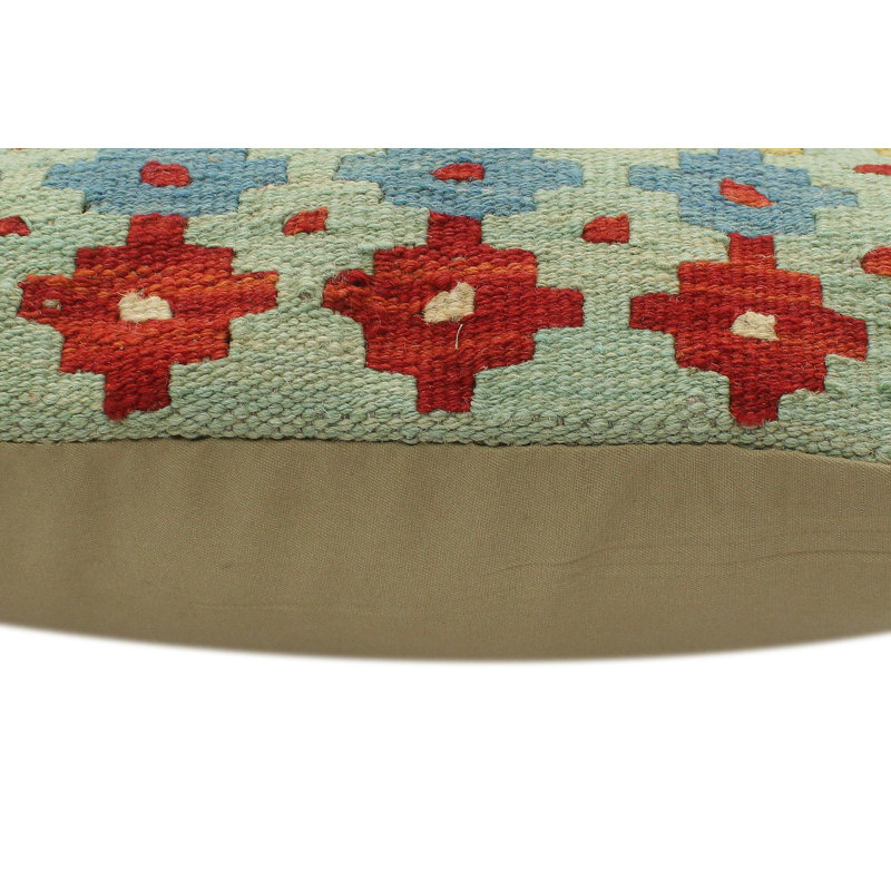 Southwestern Turkish Handwoven Kilim Pillow in Wool and Cotton