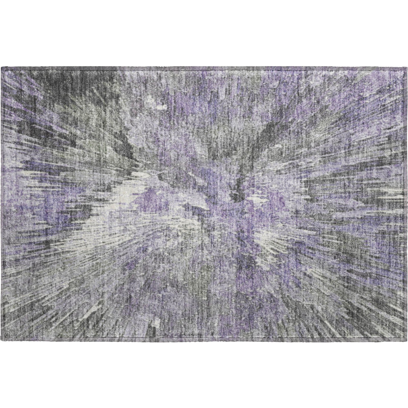 Premium Machine Washable Mayfield AMF2283 Abstract Rug, 1'8" x 2'6", Lavender