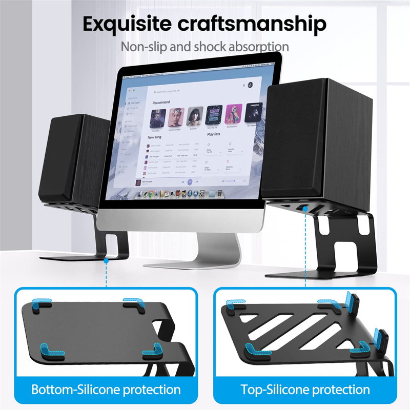 13cm Fixed Height Speaker Stand,Speaker Riser Stands For Desk,Universal Bookshelf, Desk Stand,Audio Stands For Computer Speakers,(2 Pieces)