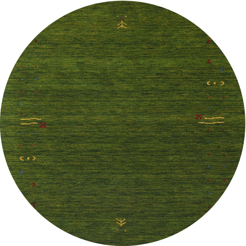 Tapis de zone vert contemporaine, Rond 5 pi