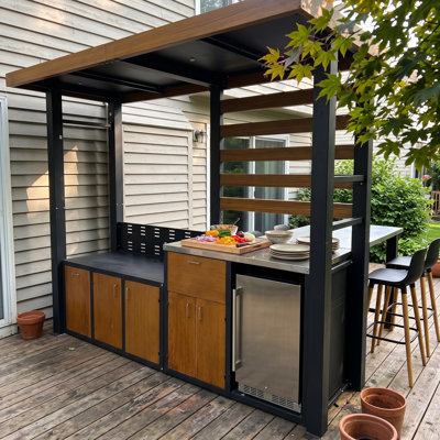 Pavillon de jardin de qualité supérieure pour barbecue | Acier galvanisé robuste, station de barbecue intégrée et rangement intégré