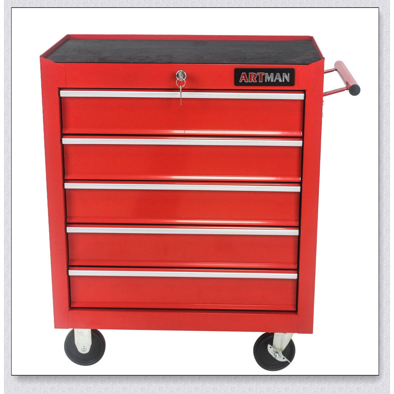 Coffre à outils à 5 tiroirs avec système de verrouillage et 4 roues, idéal pour le rangement dans le garage et l'organisation