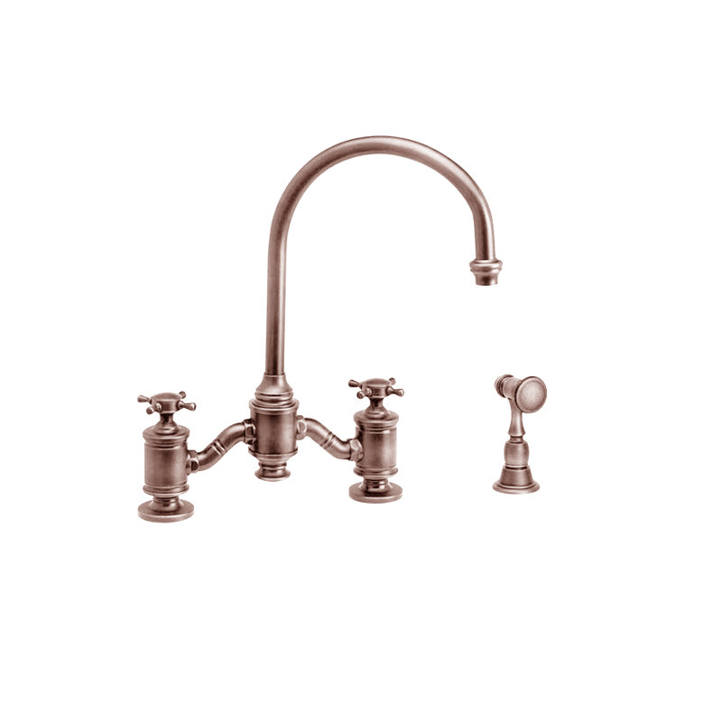 Hampton Bridge Faucet - Cross Handles, Antique Copper