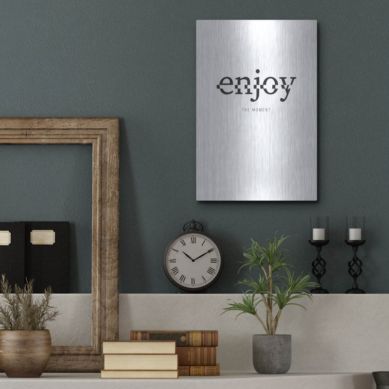 «Enjoy» par Typelike, art mural en métal, H 16 po x l 12 po