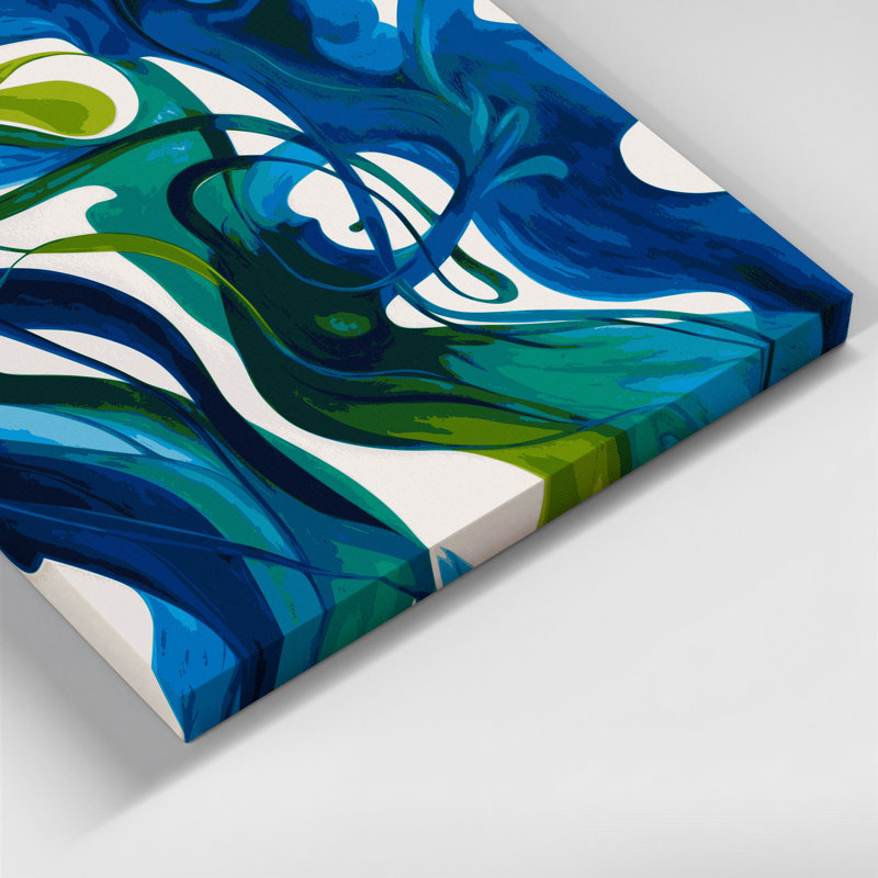 Abstrait art figuratif bleu sur toile 71, H 16 po x l 16 po
