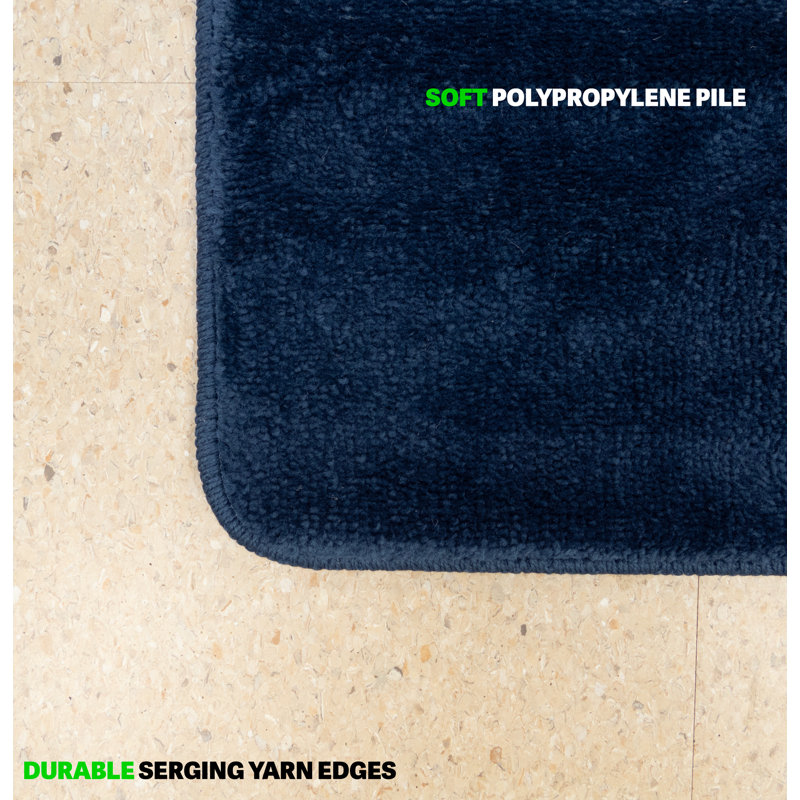 Anti-Slip Latex Back Machine Washable Medium Profile Cut Pile Navy Area Rug