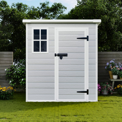 Remise imperméable en polypropylène, 6 pi x 6 pi, avec bouches d'aération, fenêtre pour le jardin, résine d'extérieur pour le jardin, fenêtre, portes verrouillables, jardin