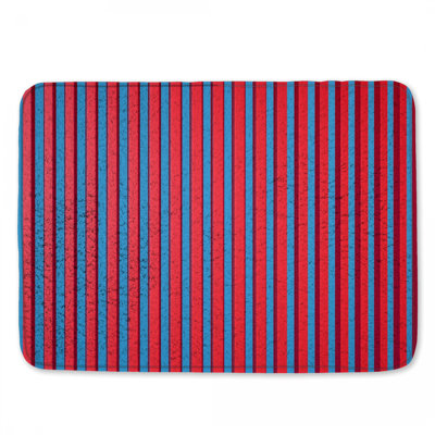 Red Blue Vertical Stripes Bath Mat