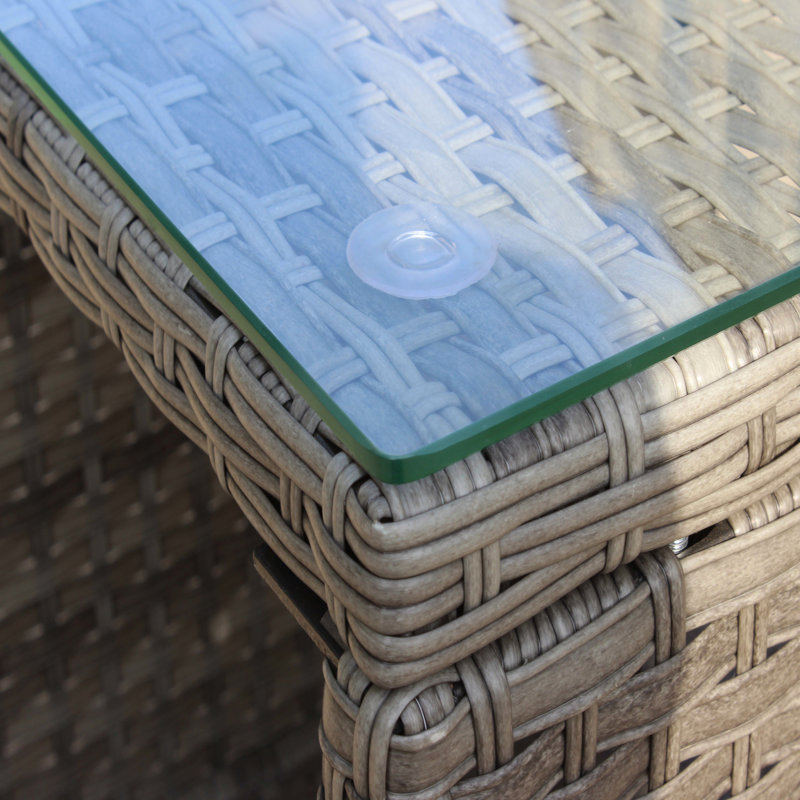 Tempered Glass Top Coffee Table For Patio In Grey , 19.71x19.71x21in, Water & Protected, Assembly Clear With Frame, Required