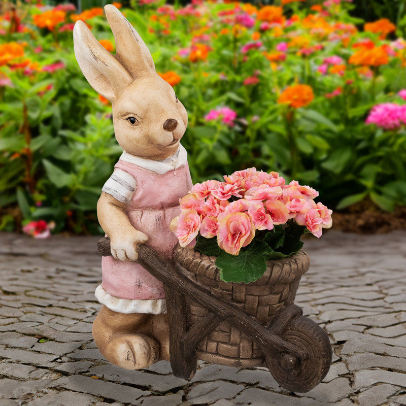 Pot de fleurs d'extérieur pour fille avec lapin - 18,75 po