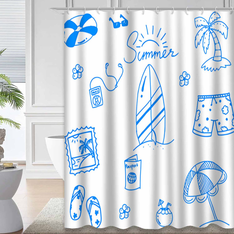 Rideau de douche imperméable pour enfants avec 12 crochets, L 72 po x l 72 po