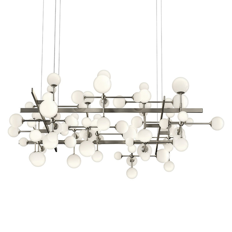 Lustre linéaire moderne à 31 lumières Nebula, Nickel satiné