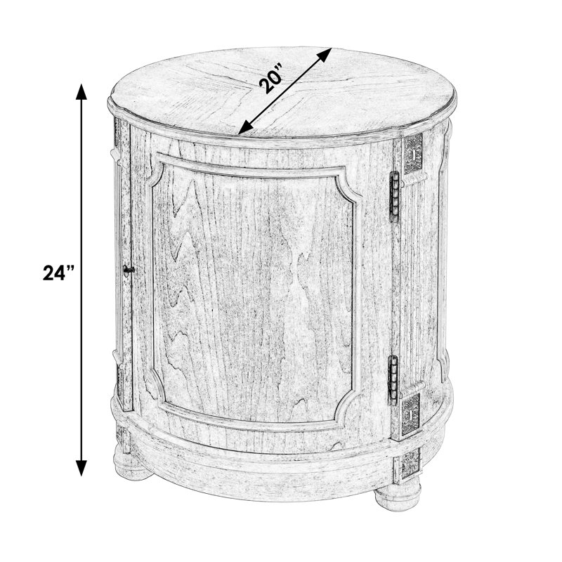 Thurmond Drum 20"W Drum Side Table, Beige