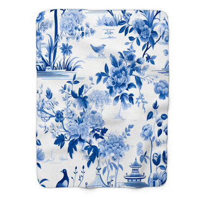 Chinoiserie Design - Couverture sherpa de qualité supérieure 1 pièce
