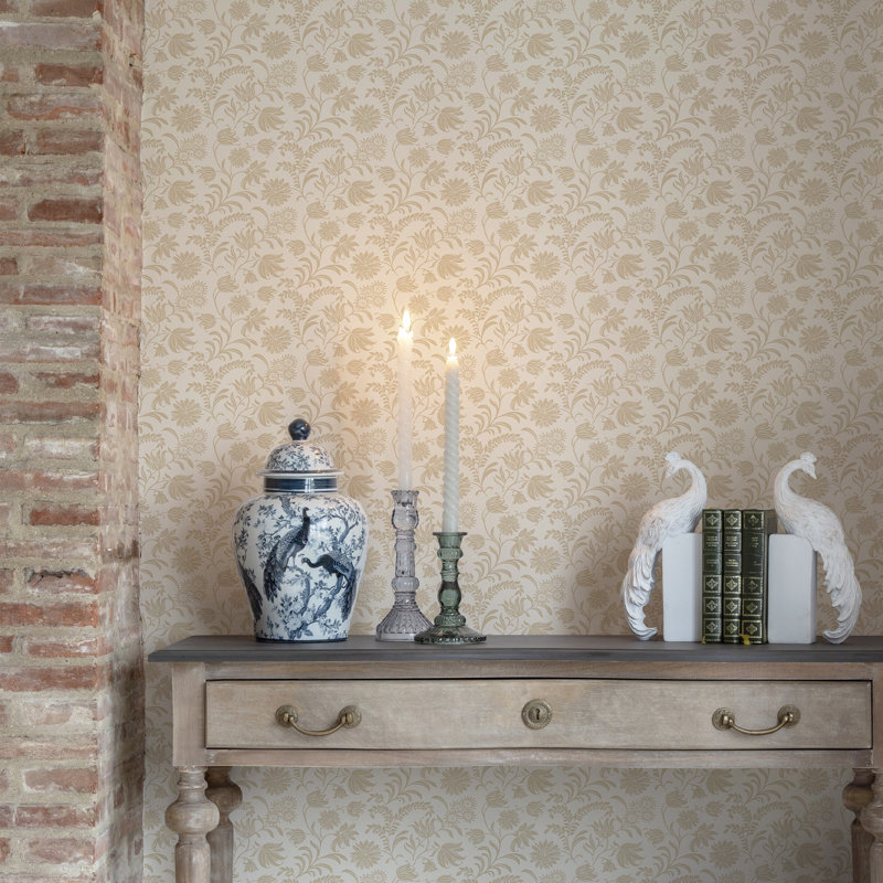 Laura Ashley Hemingway Caramel Wallpaper, Brown