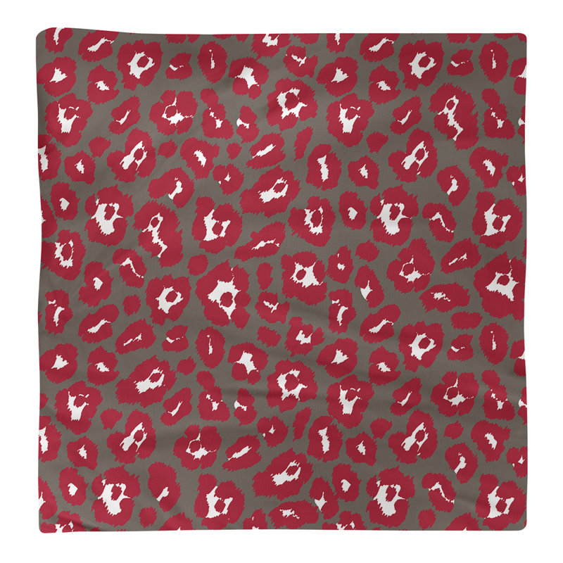 Cotton Animal Print Square Napkin, 10" x 10", Pewter/White/Red