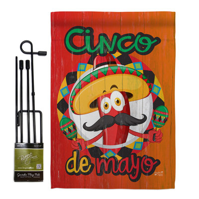 Double Sided 18.5'' H x 13'' W Polyester Cinco De Mayo Flag Set