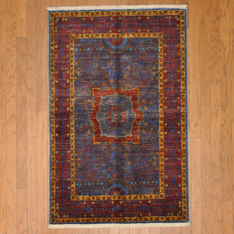 Tapis en laine noué à la main Bungalow Rose
