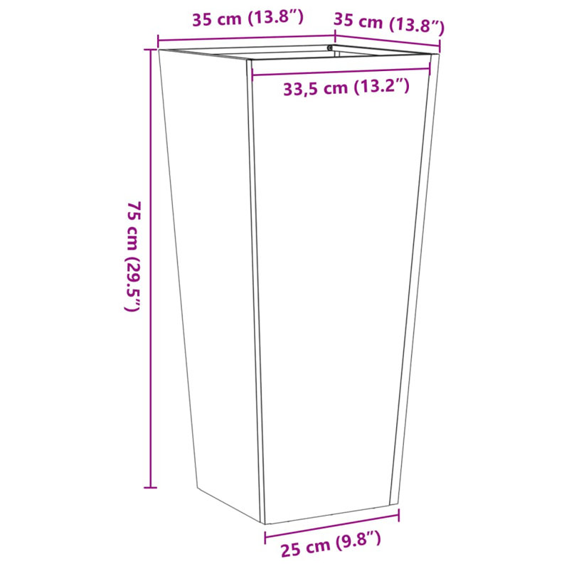 Raice Planter Box, White , 75cm H x 35cm W x 35cm D