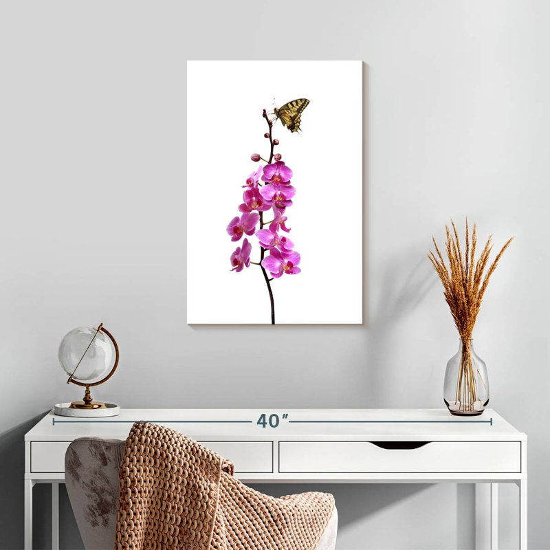 Brampt Butterfly On Orchid Stalk, 24" H x 16" W