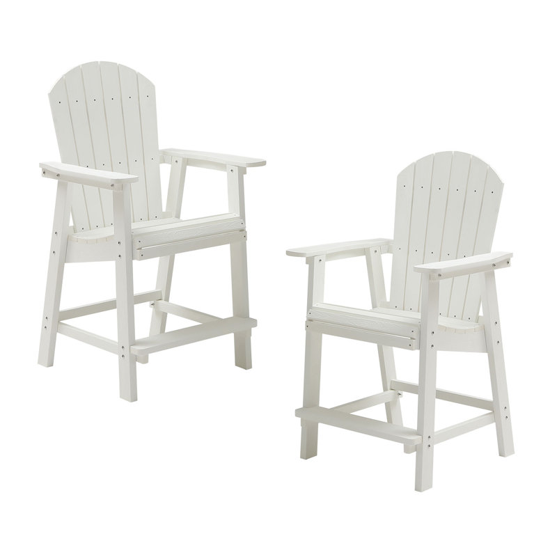 Hammett HIPS Outdoor Adirondack Bar Chairs, Matte White