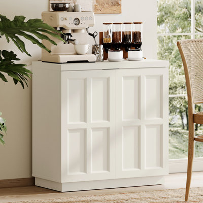 Buffet Boho, crédence en bois rustique avec armoires et tablettes réglables, armoire à café robuste pour la cuisine, la salle à manger, le salon, le chêne
