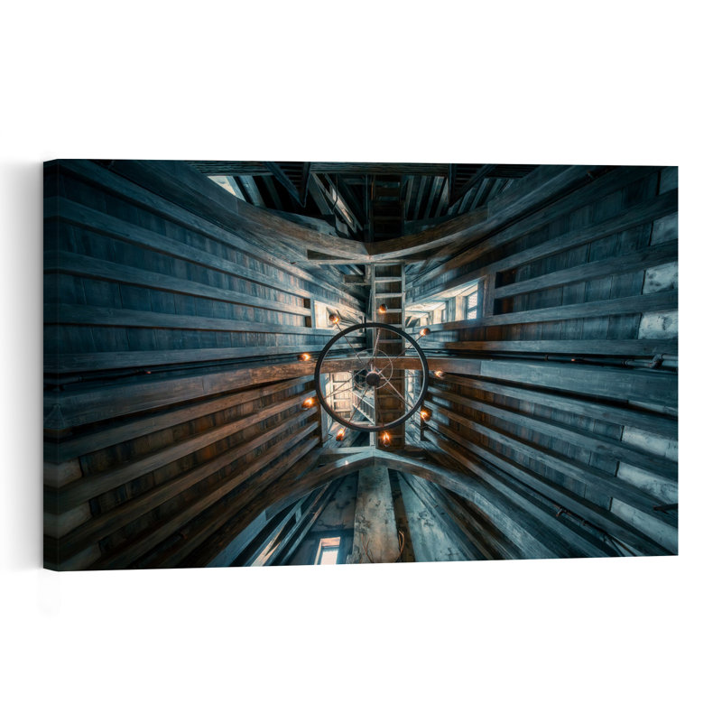 Moody plafond en bois rustique, impression d'art mural, H 16 po x l 24 po