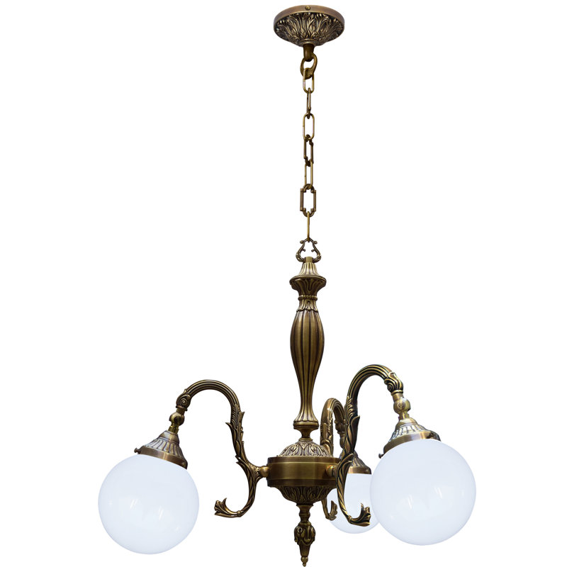 Fortner 3 - Light Candle Style LED Chandelier, Antique Brass
